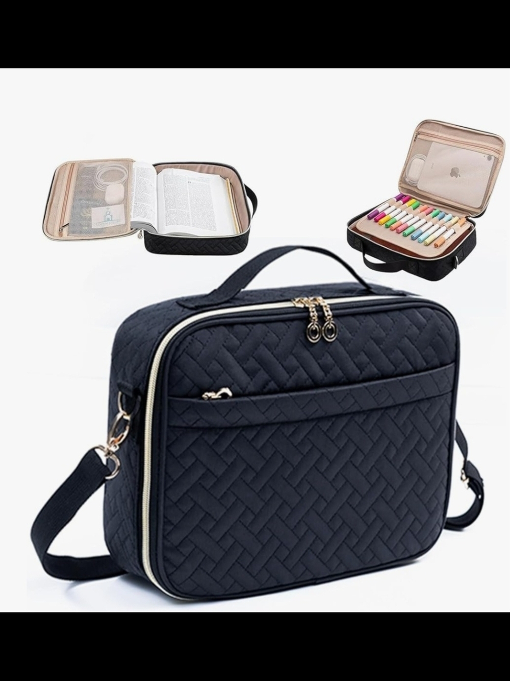 Shvigel Stylish Large Quilted Bible Case with  Handle
